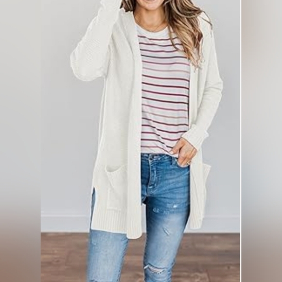 MEROKEETY Women's Long Sleeve Waffle Knit Cardigan Open Front Sweater Size Xl - Picture 4 of 7